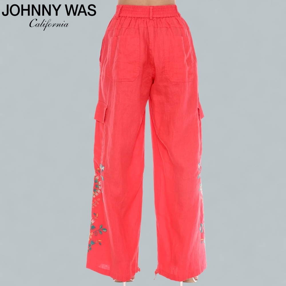 JOHNNY WAS Workshop Drawstring Hem Linen Cargo Pa… - image 4